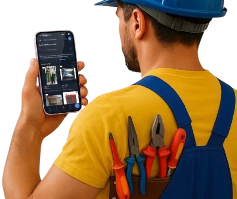 A tradesperson using Konekta on the job